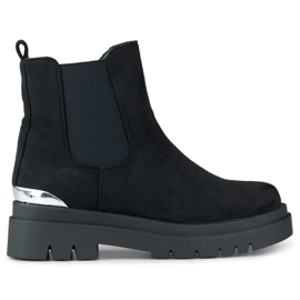 Botas Chelsea de mujer en ante con decoración plateada negro