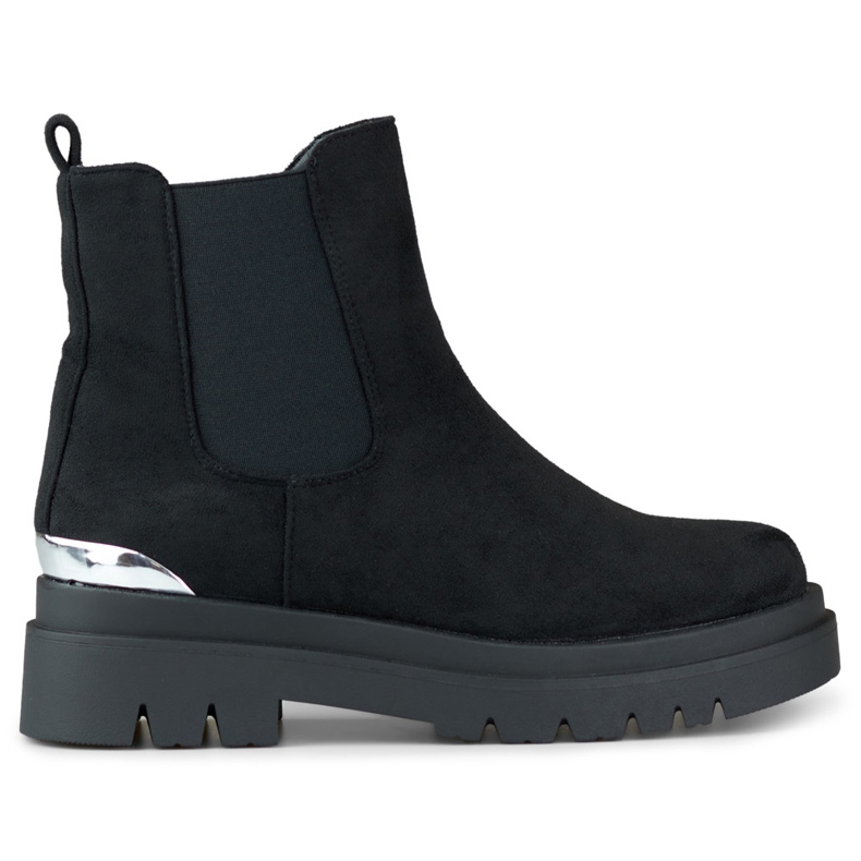 Botas Chelsea de mujer en ante con decoración plateada negro