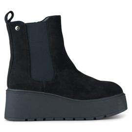 Botas Laila de ante con cuña negro Botas Laila de ante con cuña negro