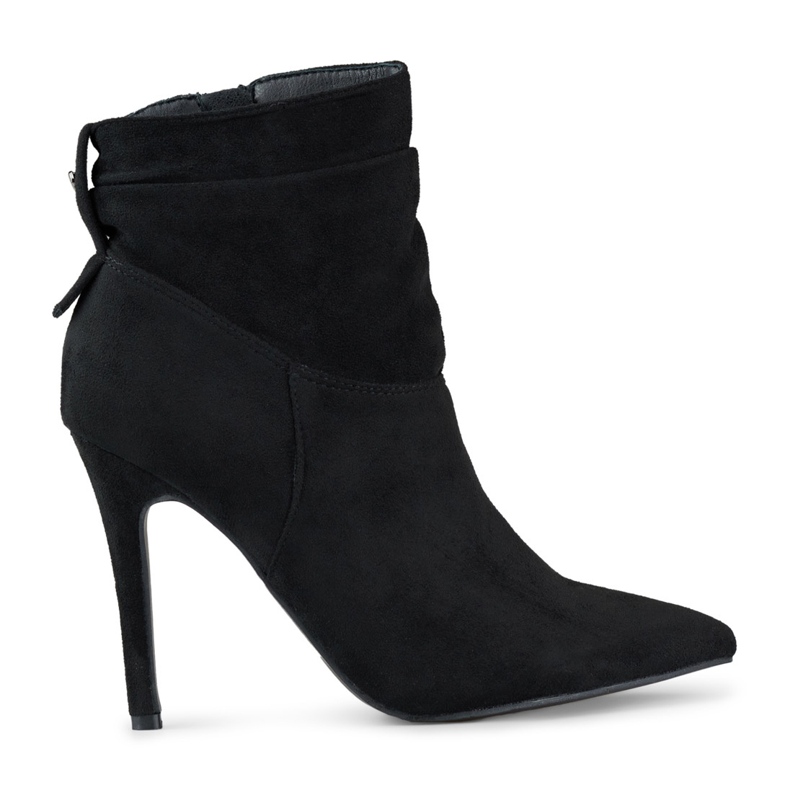 Botines de tacón alto de ante negro con parte superior más alta Botines de tacón alto de ante negro con parte superior más alta