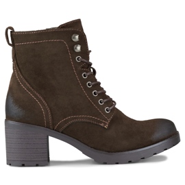 Botines cordones mujer ante marrón