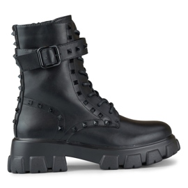 Botas trabajadoras de mujer negras con tachuelas negro