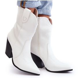 Botas Vaqueras Tacón Alto Mujer Blanco Melaitia
