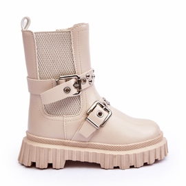 Botines con cremallera en beige para niña Adeneia
