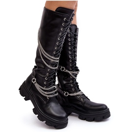 Botas de Mujer con Cadenas Lannera Negras negro