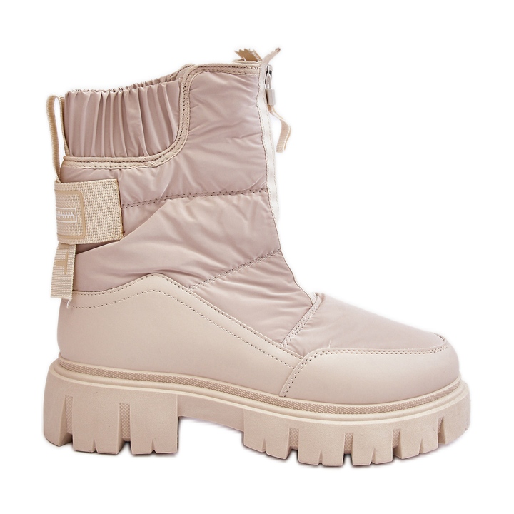 Vinceza Botas de nieve Hixe beige claro para mujer con cremallera aislada y piel