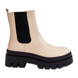 Vinceza Botas Obrera de Piel Beige Loretta