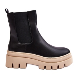 Vinceza Botas Worker Mujer Negro y Beige Loretta