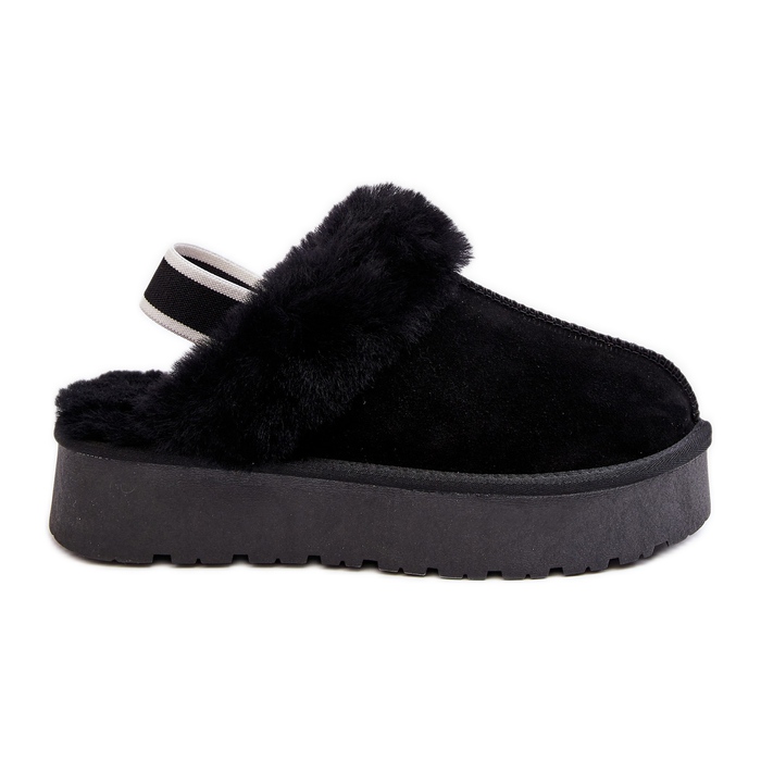 Pantuflas de mujer Sophienne con plataforma y pelo negro