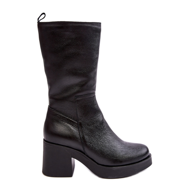 Botas de cuero con tacón grueso Lemar Odennia de mujer de color negro