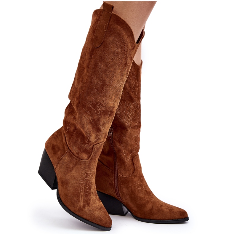 Botas Cowboy Sloana Camel para Mujer con Tacones Altos marrón