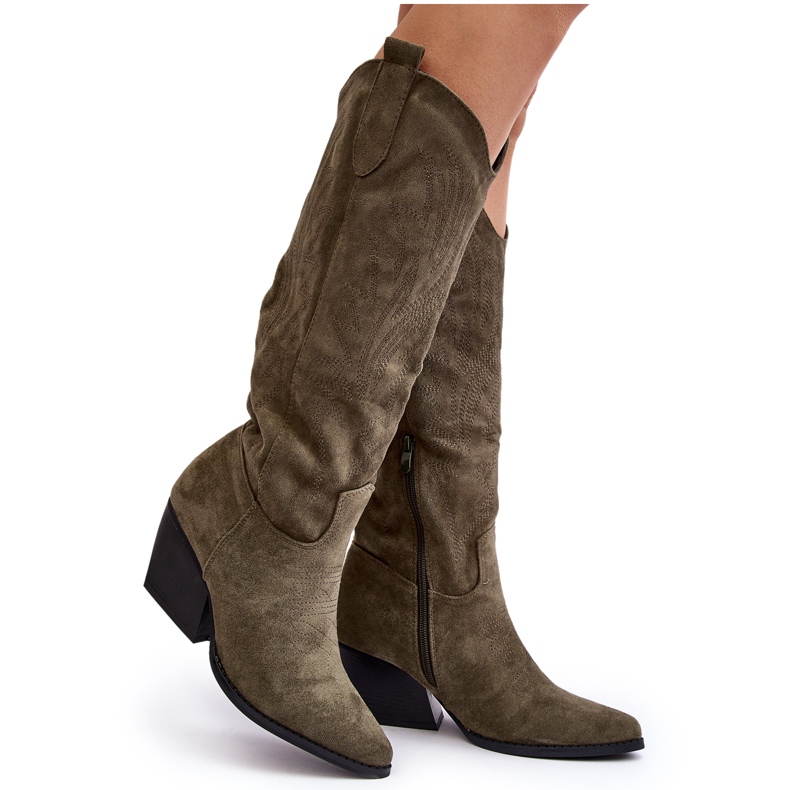 Botas Vaqueras de Mujer con Tacón Alto Verde Sloana