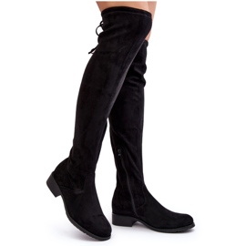 Botas por encima de la rodilla de ante para mujer Negro Enelyn