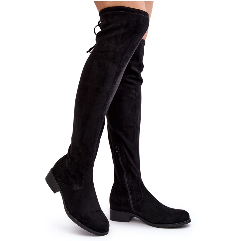 Botas por encima de la rodilla de ante para mujer Negro Enelyn