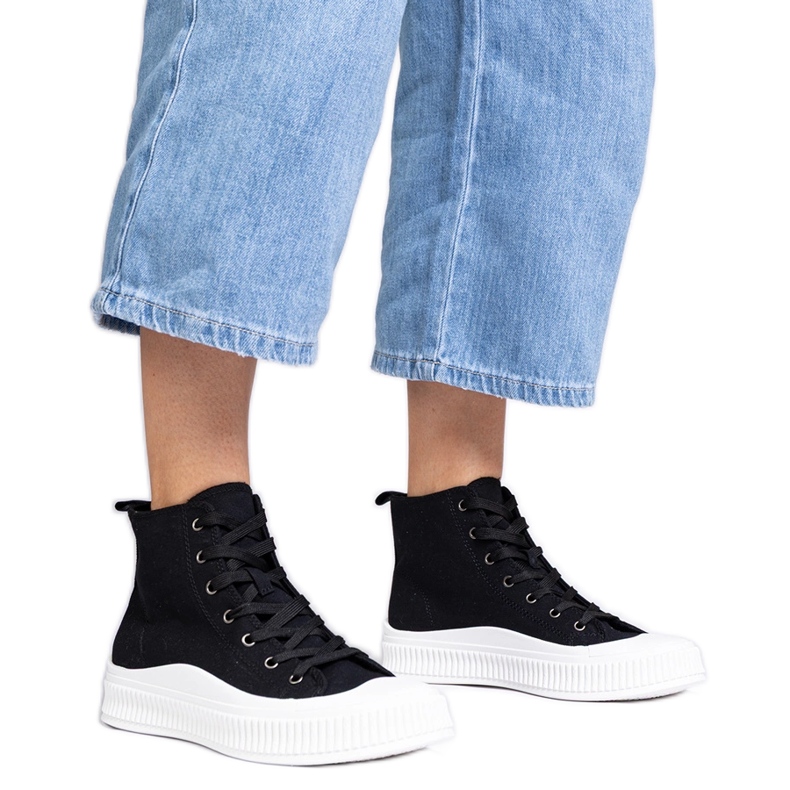 Zapatillas negras de plataforma alta de Guerrino negro
