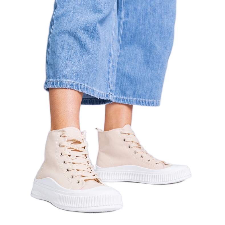 Zapatillas con plataforma beige de Guerrino