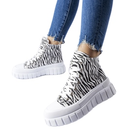 Zapatillas altas con plataforma y estampado de cebra Fiave blanco