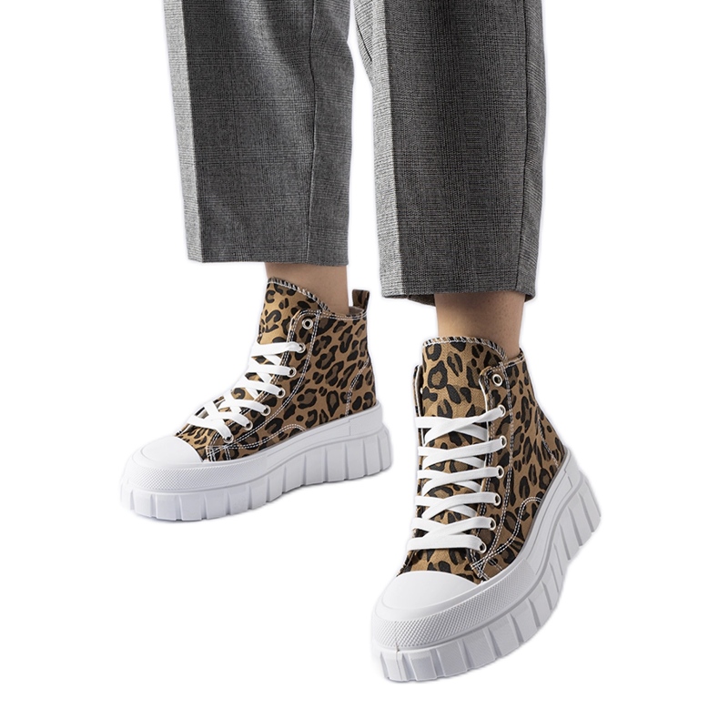 Zapatillas de plataforma marrones con estampado de leopardo de Fiave marrón Zapatillas de plataforma marrones con estampado de leopardo de Fiave marrón
