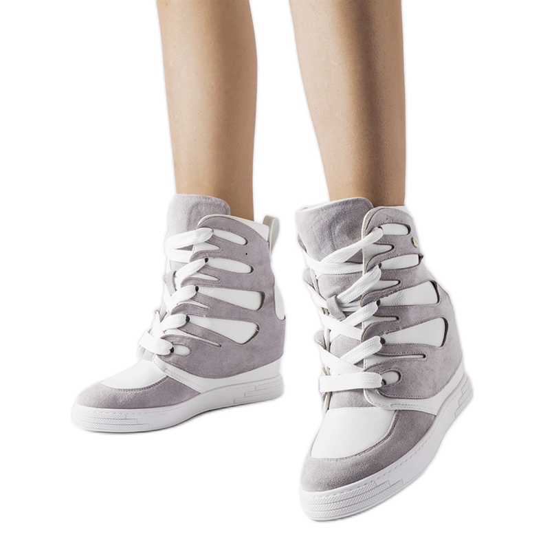 Zapatillas cuña Pantaleone blancas y grises