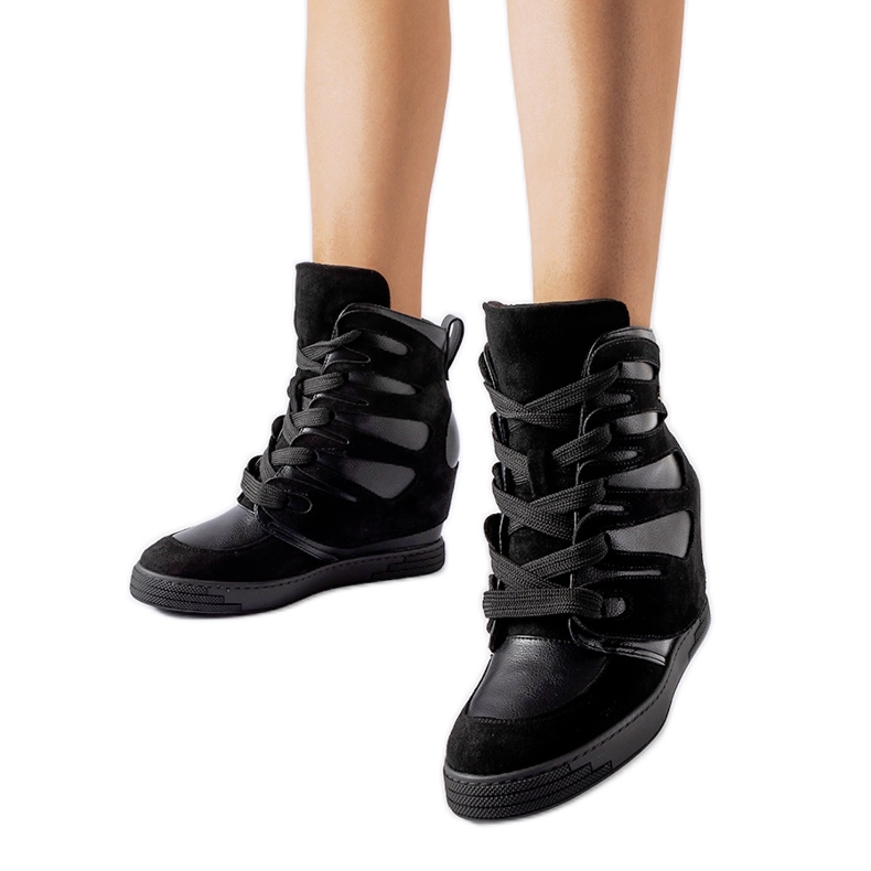 Zapatillas cuña Pantaleone negras negro
