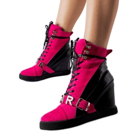Zapatillas con cuña Pugliesi rosa y negra