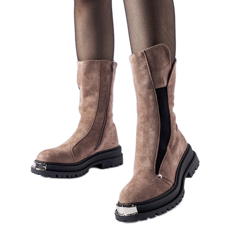 Botines marrones aislantes con puntera decorativa Bolonia marrón