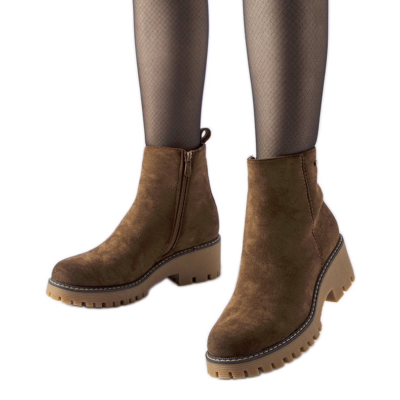 Botines marrones aislantes con suela gruesa Pieve marrón Botines marrones aislantes con suela gruesa Pieve marrón