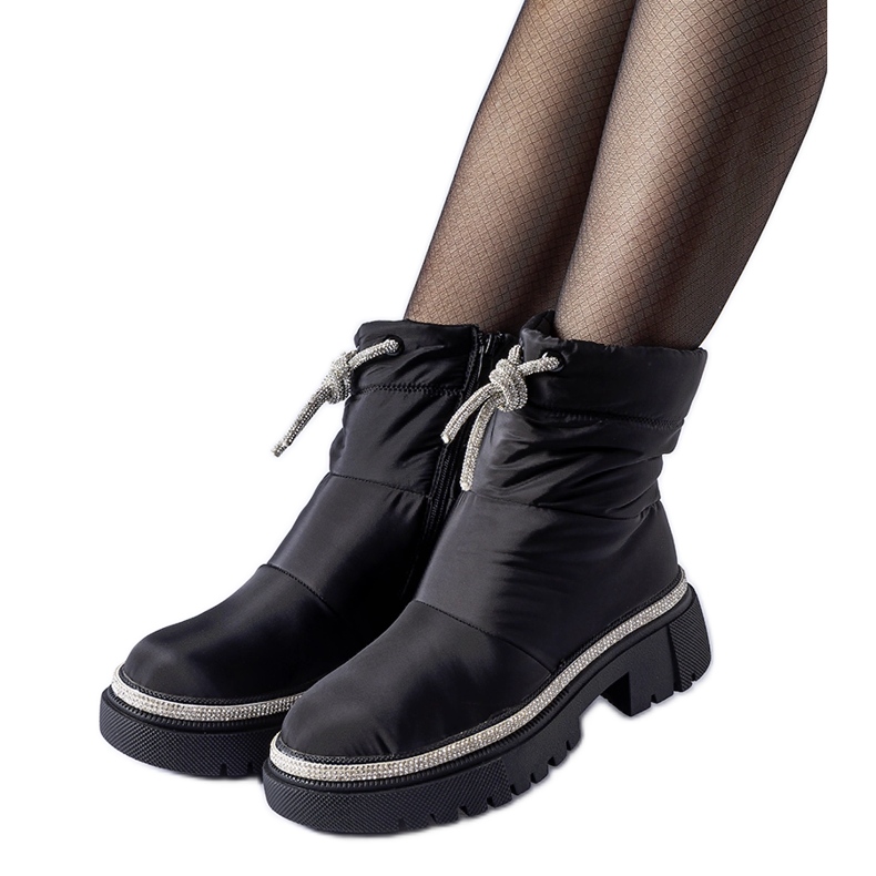 Botas de nieve negras decoradas con circonitas Giusti negro