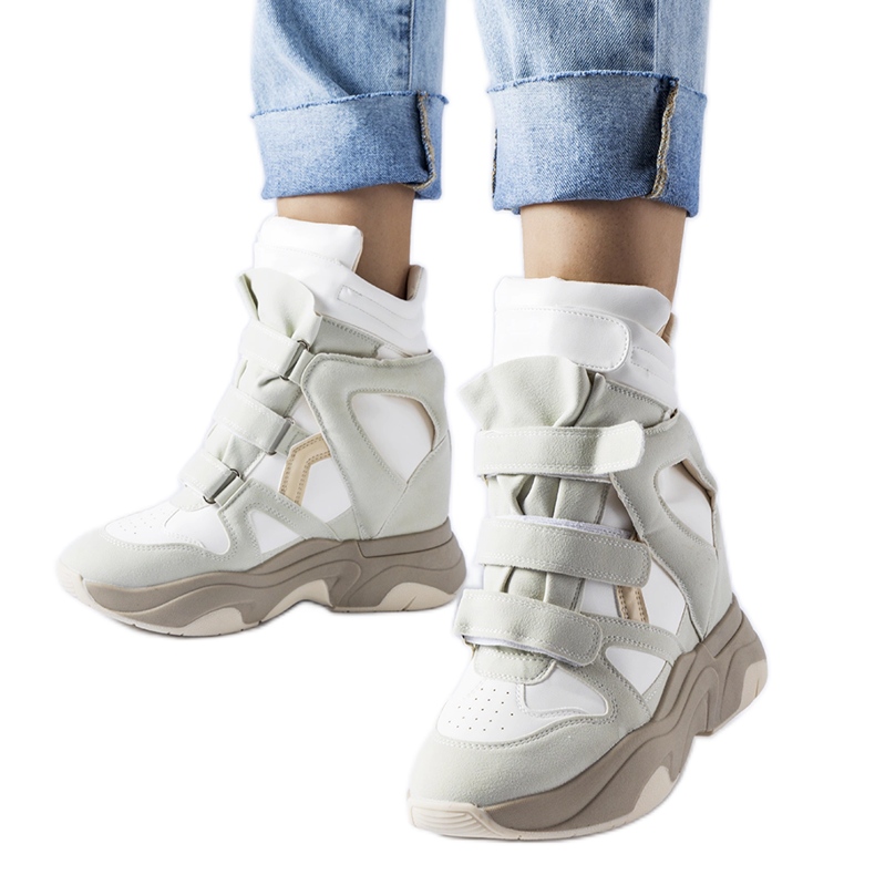 Zapatillas con cuña en blanco y menta de Novarese