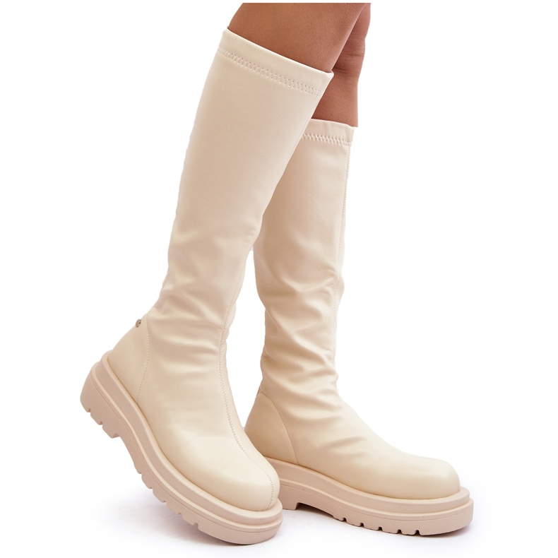 Botas Mujer Plataforma Con Cremallera GOE MM2N4067 Beige Claro