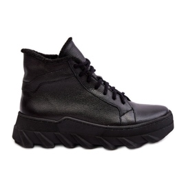 Botas de mujer de piel aisladas con plataforma Negro Lemar Jevette