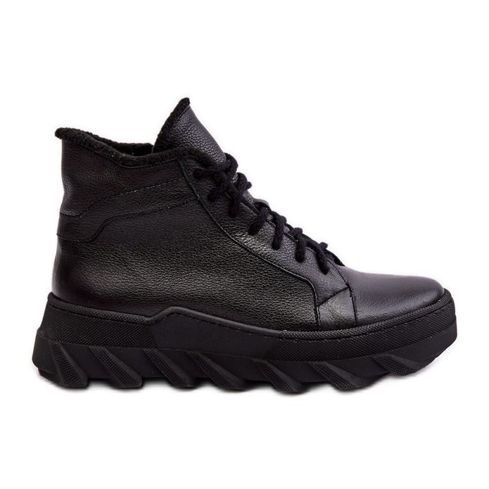 Botas de mujer de piel aisladas con plataforma Negro Lemar Jevette