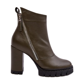 Botas Tacón Alto De Piel De Moda Laura Messi 2509 Verde oscuro