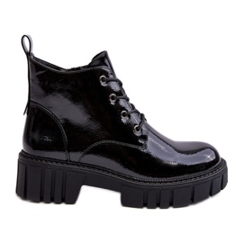 Sergio Leone Botines con cordones y aislamiento de charol Negro Bjorg