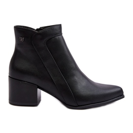 Sergio Leone Botines de tacón bajo de cuero Cidi negros