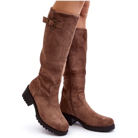 Botas Planas Mujer Ante Beige Saranai