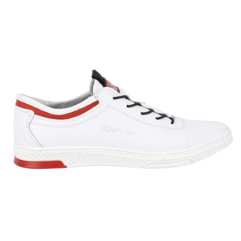 Polbut Deportivas casual hombre piel K23, blanco con rojo Polbut Deportivas casual hombre piel K23, blanco con rojo