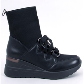 Kaye Botines de cuña negros con parte superior elástica Kaye Botines de cuña negros con parte superior elástica