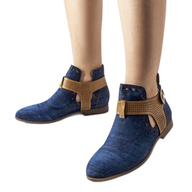 Botines denim calados de corte alto de Lungodora azul