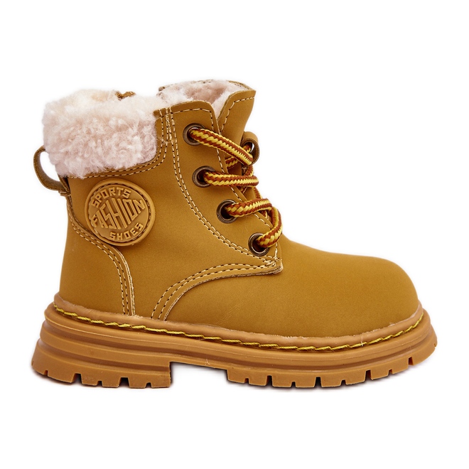 Botas Infantiles Trappers Camel Marialee Cremallera con Piel de Oveja marrón