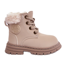Botas Trapper Infantil con Cremallera y Piel de Cordero Beige Marialee