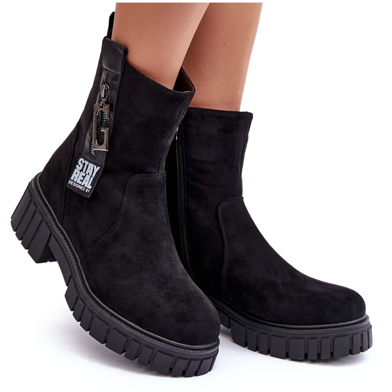 Botas para mujeres de gamuza negra negro