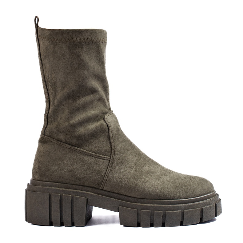 Botines de mujer Shelovet de ante verde oscuro