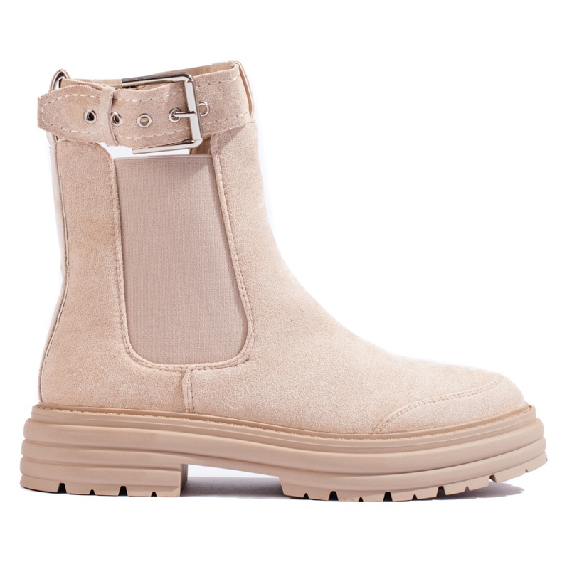 Botines de ante beige con hebilla Shelovet