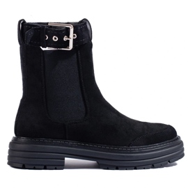 Botines de ante negro con hebilla Shelovet