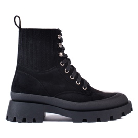Botines Shelovet de ante con cordones negros