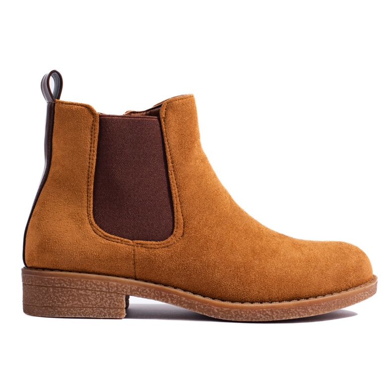 Botas Chelsea de mujer Shelovet en ante camel marrón