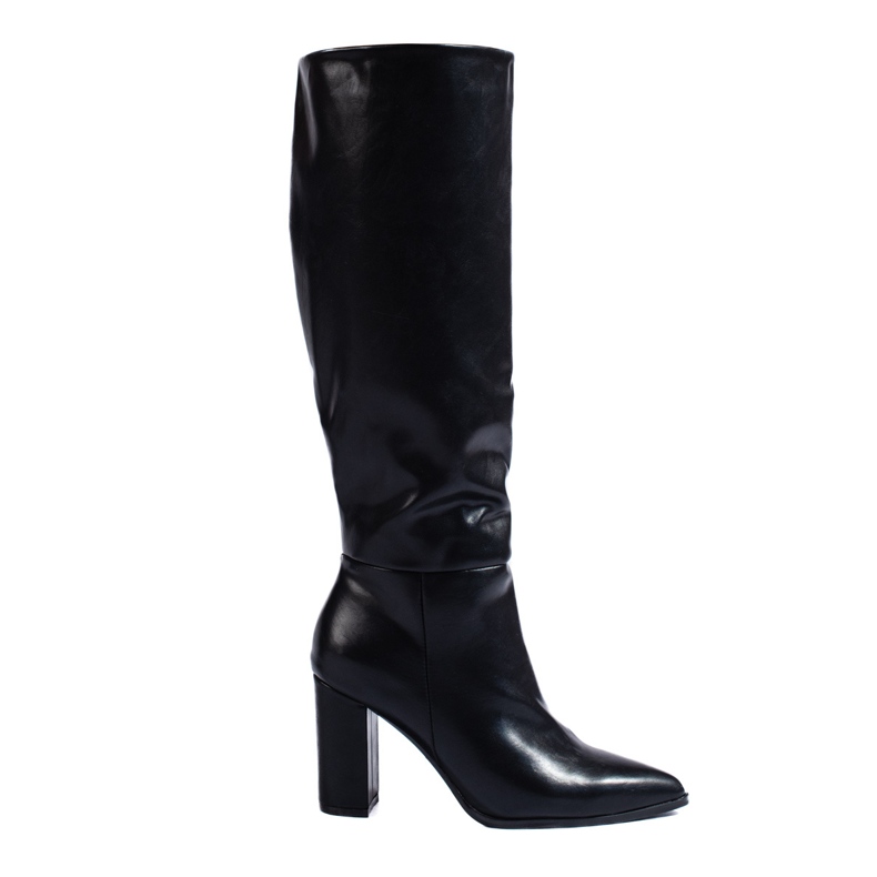 Elegantes botas negras de tacón confeccionadas en piel ecológica Shelovet. negro Elegantes botas negras de tacón confeccionadas en piel ecológica Shelovet. negro