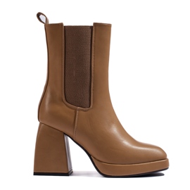 Botas Chelsea de mujer Shelovet en marrón con tacón ancho