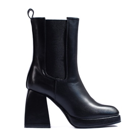 Botines de mujer con tacón ancho, negro Shelovet